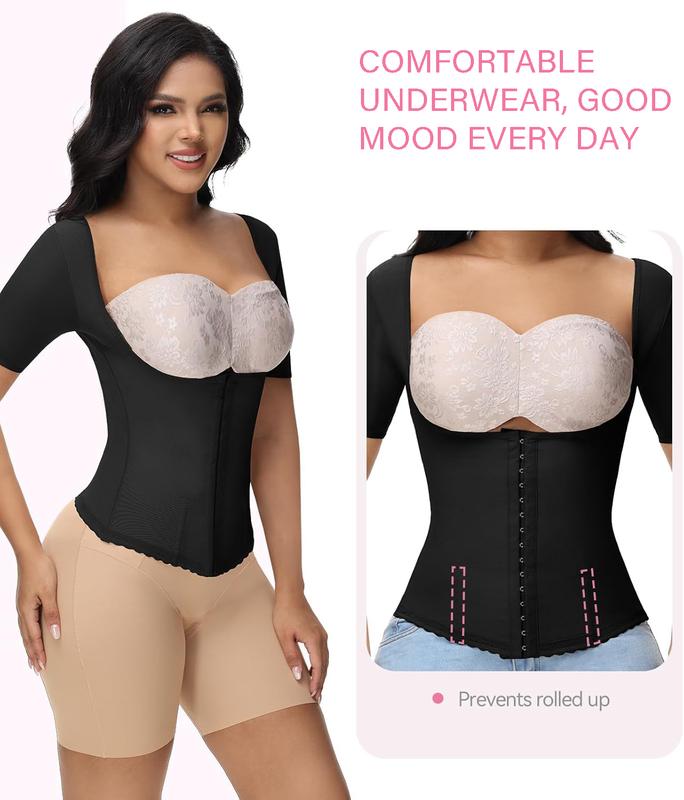 SHAPEASY Corset for Women Workout Fajas Colombianas Shapewear Tops Short Sleeves Underwear