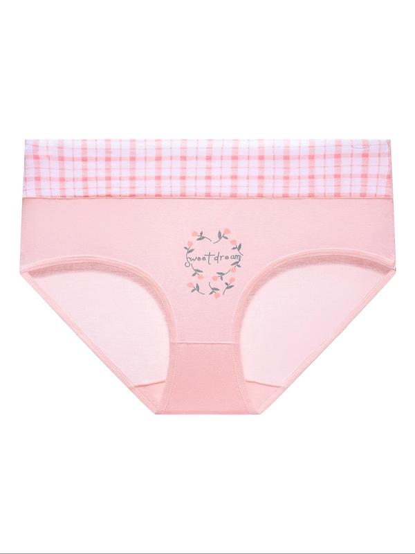 Women's Floral & Plaid Print Panty, Soft Comfy Breathable Knicker for Daily Wear, Ladies Underwear for All Seasons