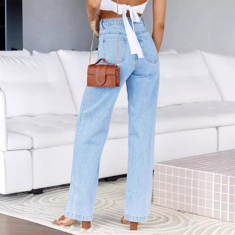 Womens Jeans Mid Waisted Straight Leg Loose Stretchy Lightweight Tummy Control Trendy Jeans for Women 2024 casual jean wide leg jeans