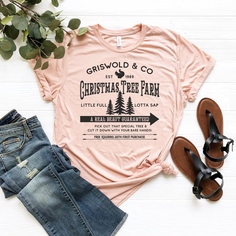 Griswold Co Shirt - Christmas Tree Farm Family Vacation Xmas Tee - Cotton, Crewneck Fabric Fit