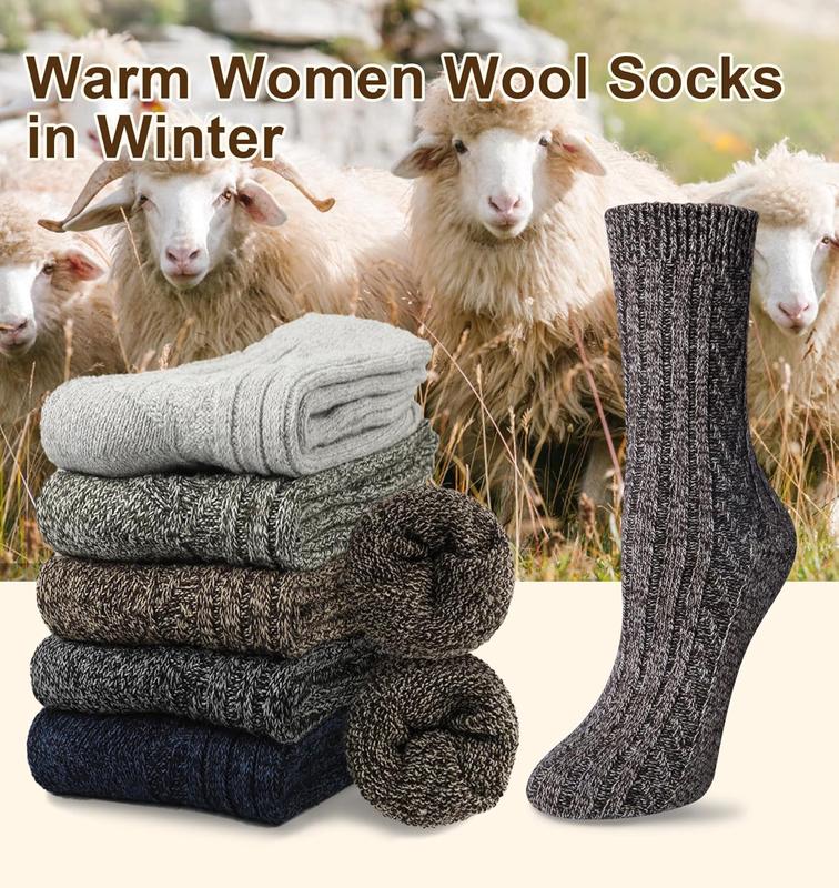 5 Pairs Womens  Socks Thick Knit Warm Winter Socks for Women Cozy Comfy Socks Gifts