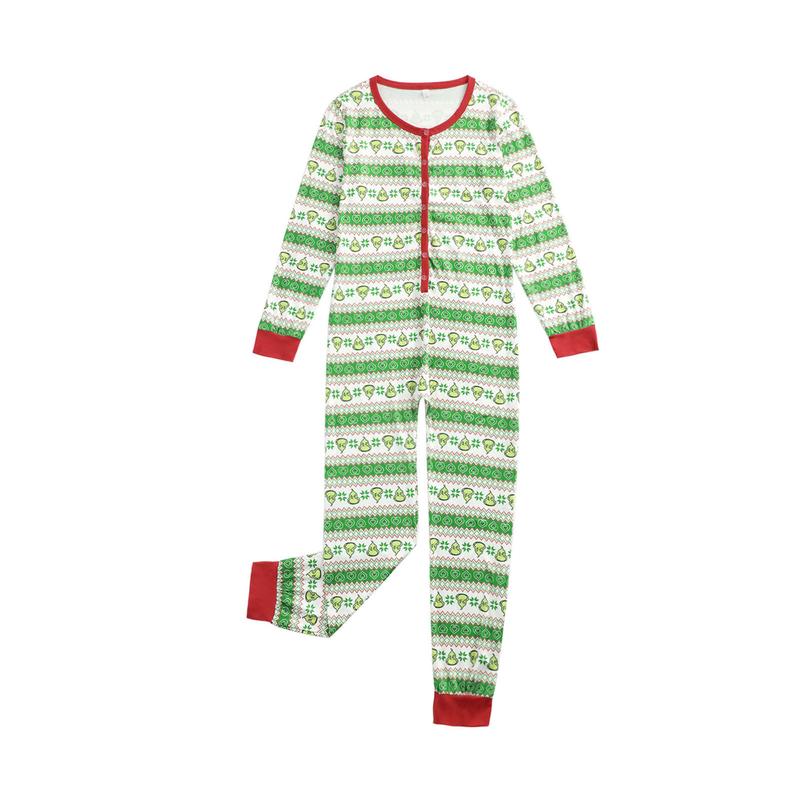 Christmas Family Matching Button  Pajama Long Sleeve Onesie Pajamas Jumpsuit Sleepwear