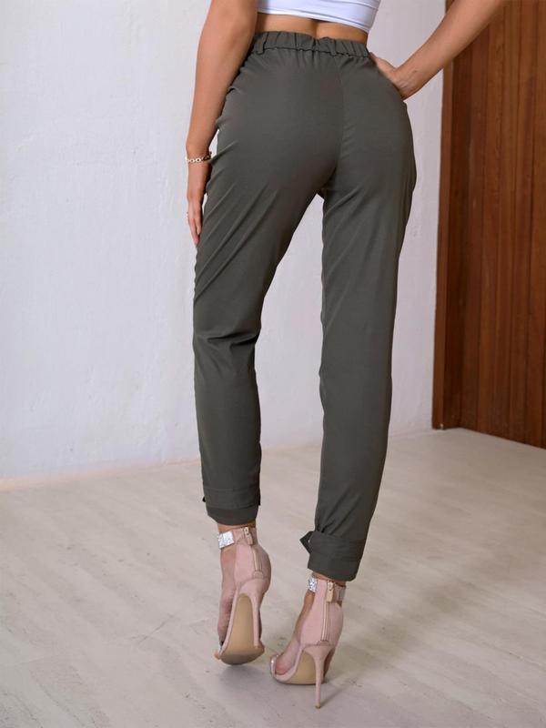 Women's Plain High Waist Slant Pocket Cargo Pants, Casual Streetwear Slim Leg Trousers for Daily Wear Outdoor, Pants for Women, Women's Bottoms for All Seasons