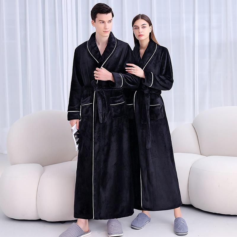 Women's Nightgown New Men's Pajamas Thickened Flannel Couple Bathrobe plus Size Homewear Robe Winter