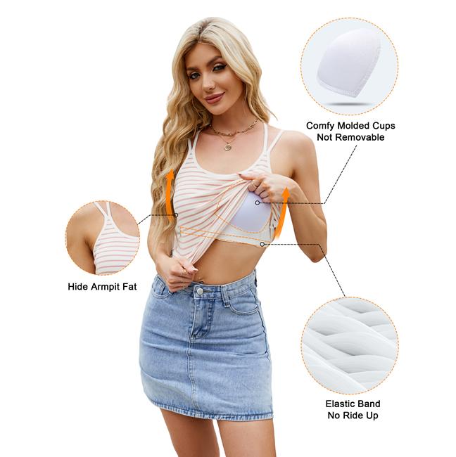 Blooming Jelly Women Ribbed Tank Tops with Built in Shelf Bras Sleeveless Camisole Tops Summer Cami