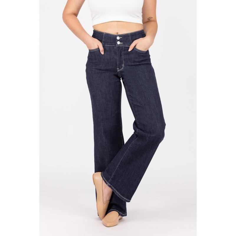 The Belle from Judy Blue: High-Rise Wide Leg Denim Fabric Fit