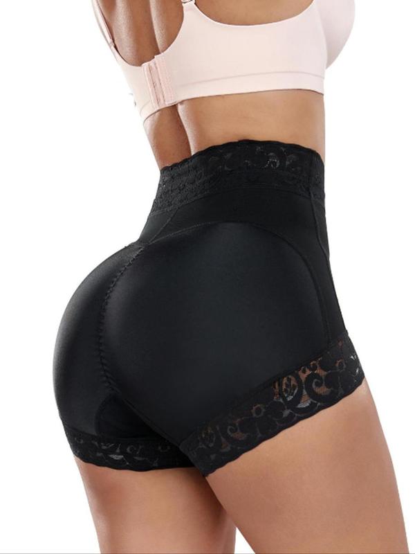 Women's Contrast Lace High Waist Shapewear Shorts, High Stretch Seamless Shaper, Tummy Control Butt Lifter, Ladies Shapewear Bottoms for Yoga Gym Workout