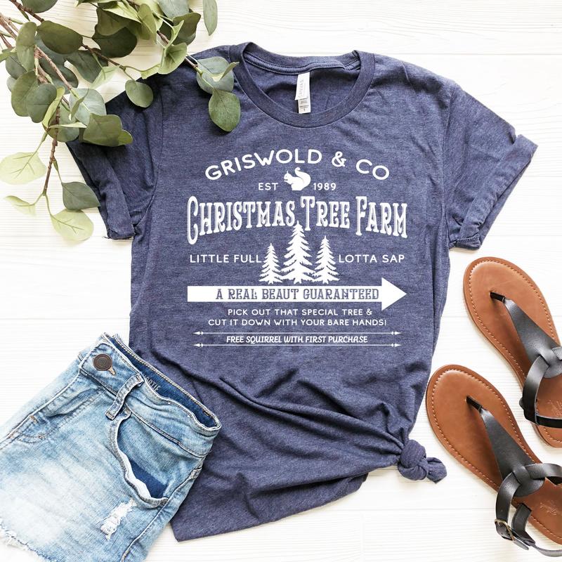 Griswold Co Shirt - Christmas Tree Farm Family Vacation Xmas Tee - Cotton, Crewneck Fabric Fit