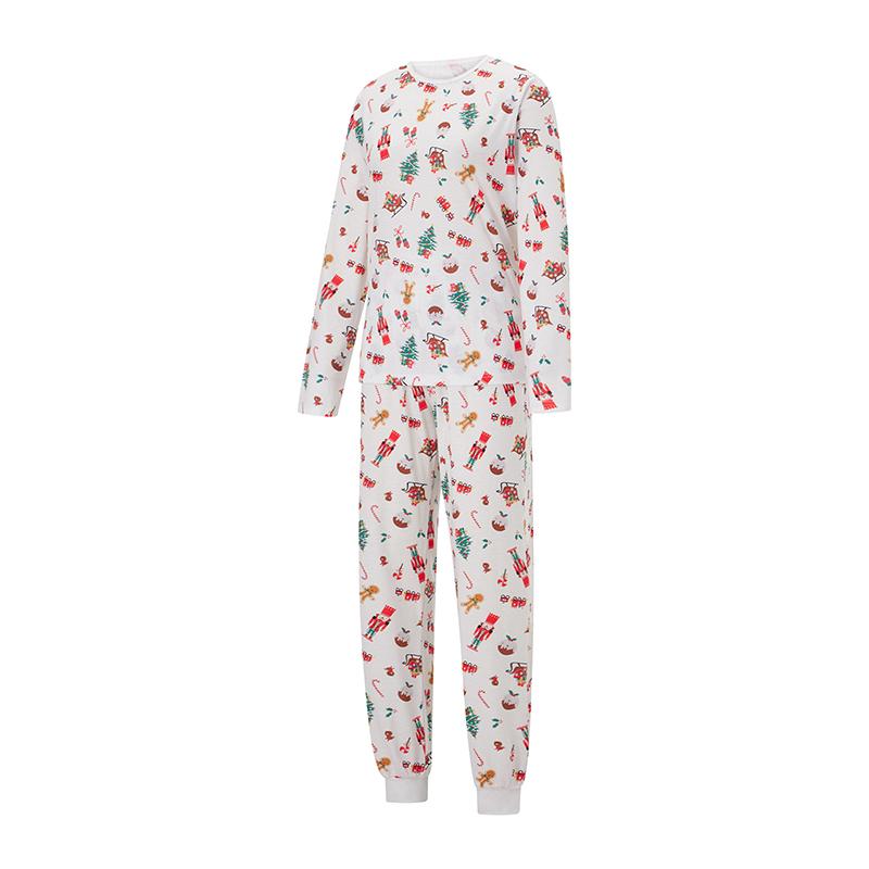 Christmas Pajamas for Family Long Sleeve Cartoon Print Tops + Pants Set Holiday Sleepwear