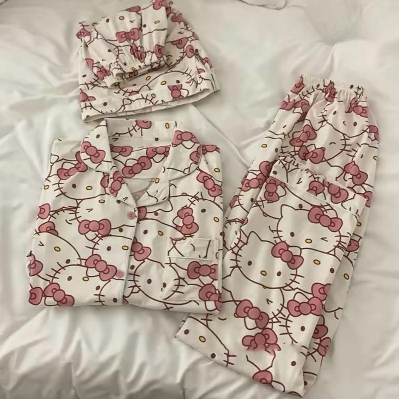 #hellokitty Winking Cat Short sleeve Pijama Set Nightwear Pajama Loungewear Homewear