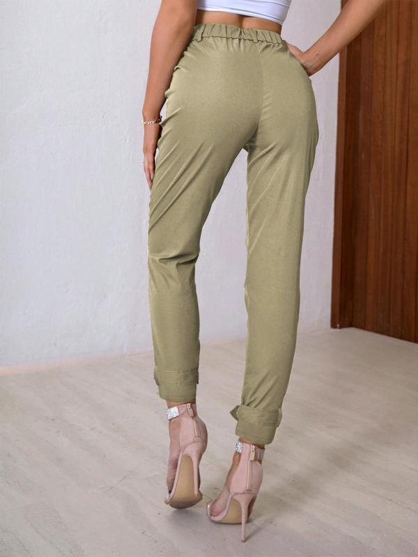 Women's Plain High Waist Slant Pocket Cargo Pants, Casual Streetwear Slim Leg Trousers for Daily Wear Outdoor, Pants for Women, Women's Bottoms for All Seasons