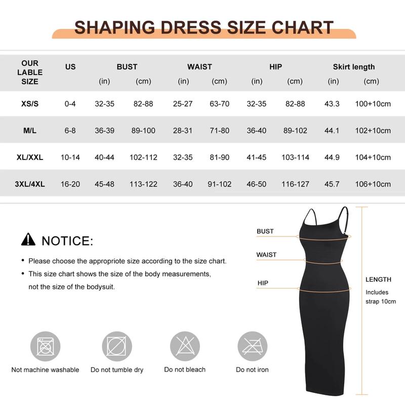 Soo slick Dresses for Women 2024 Tummy Control Shapewear I Midi Sleeveless Dress with Adjustable Straps tummy control dress Womenswear Underwear Lady Compression