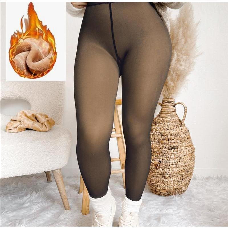 THE ORIGINAL! Fleece Lined Tights Sheer Women,CLOSEDFOOT(LOOKS LIKE PANTYHOSE) Winter Comfort Fleece Tights Available in Plus Size and Brown Fur legging Woman