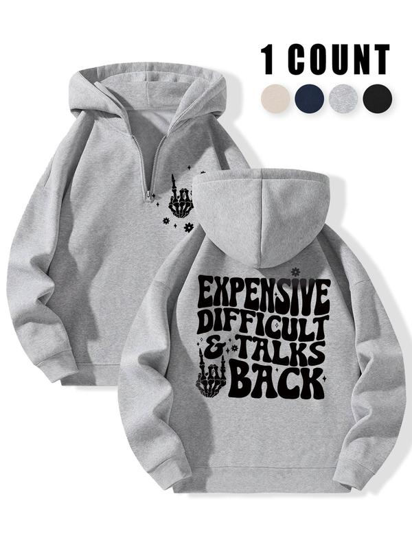 Women's Letter Print Drop Shoulder Hoodie, Fashion Casual Hooded Sweatshirt for Daily Holiday Outdoor Wear, Women Clothing for Fall & Winter