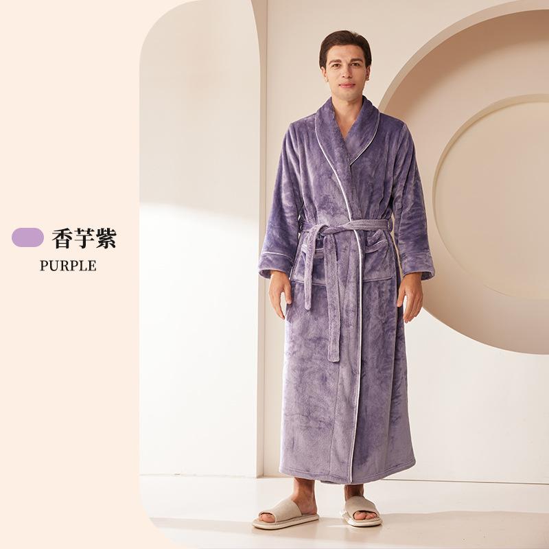 Women's Nightgown New Men's Pajamas Thickened Flannel Couple Bathrobe plus Size Homewear Robe Winter