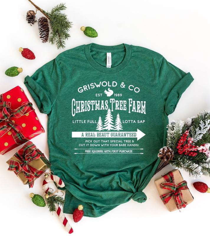 Griswold Co Shirt - Christmas Tree Farm Family Vacation Xmas Tee - Cotton, Crewneck Fabric Fit