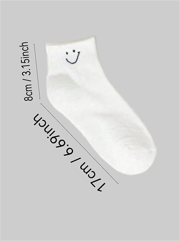 Random Color Women's Smile Face Print Ankle Socks, 30 Pairs Casual Moisture Wicking Socks, Soft Comfy Breathable Socks for All Seasons Daily Wear