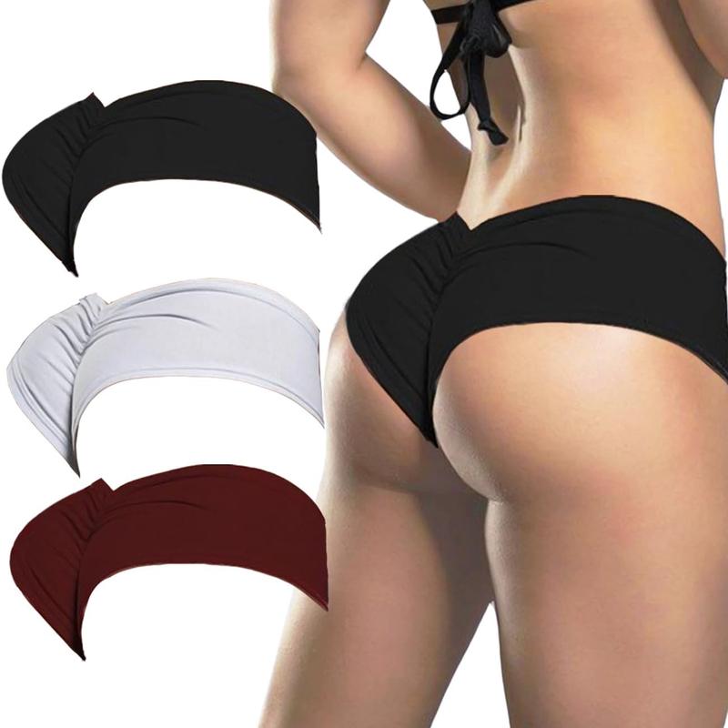 Women's Sexy Sports Briefs Ruched Butt Lifting Panties Half Back Soft Active Yoga Underwear 3 Pack