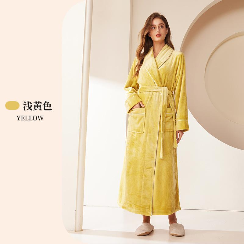 Women's Nightgown New Men's Pajamas Thickened Flannel Couple Bathrobe plus Size Homewear Robe Winter