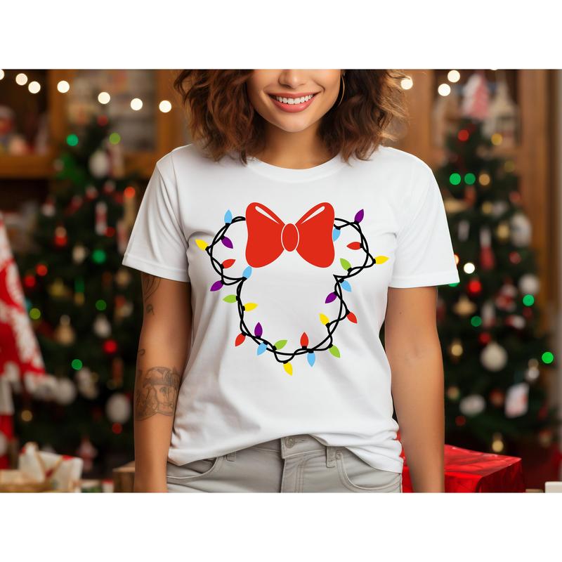 Christmas Mickkey Minnie Shirt, Mickkey Ear Shirt, Cartoon Christmas Shirt, Cute Cartoon Christmas Mickkey Shirt H2MQ3