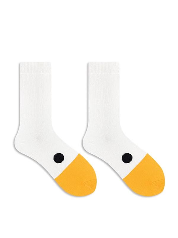 Women's Cartoon Goose Print Crew Socks, Cute Comfy Breathable Mid-calf Socks for Daily Wear, Multipack Knit Socks for All Seasons