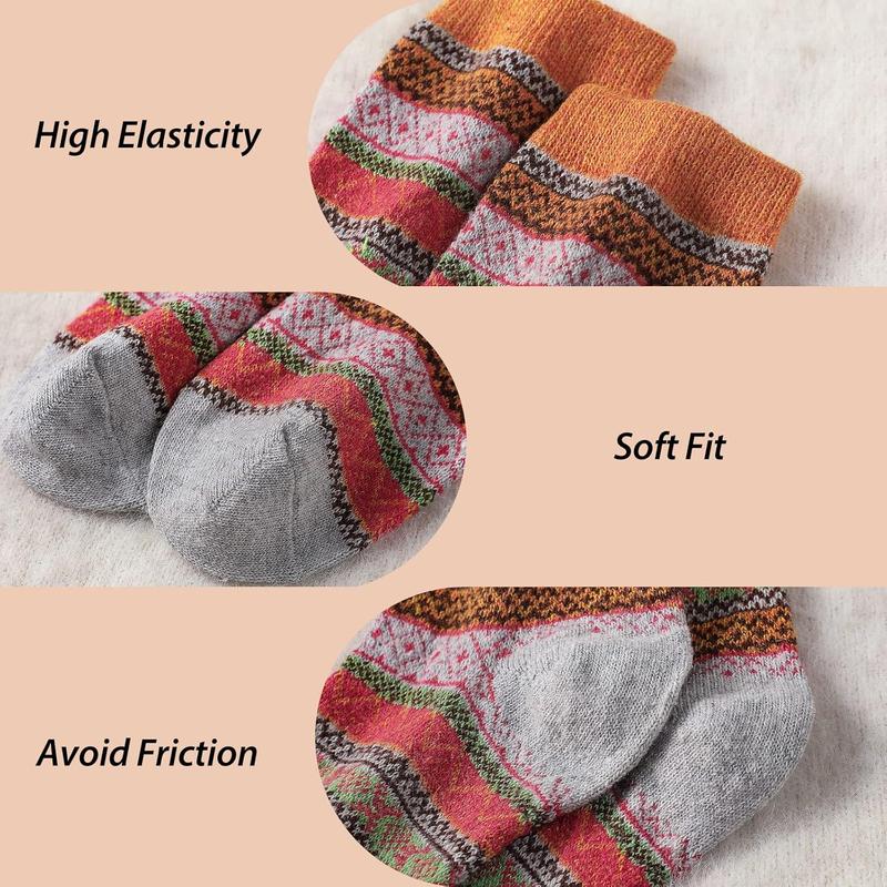 Tavaleu Wool Socks for Women - 5 Pairs Womens Wool Socks Winter Socks Warm Knit Wool Soft Vintage Casual Crew Socks