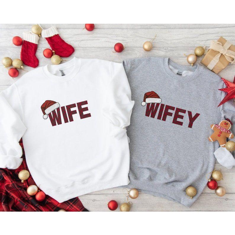 Wife & Wifey Lesbian Christmas Sweatshirts, Lesbian Couple Christmas Shirts, Lesbian Wedding Gift, Lesbian Engagement, Lesbian Couple Gift Christmas Gifts.