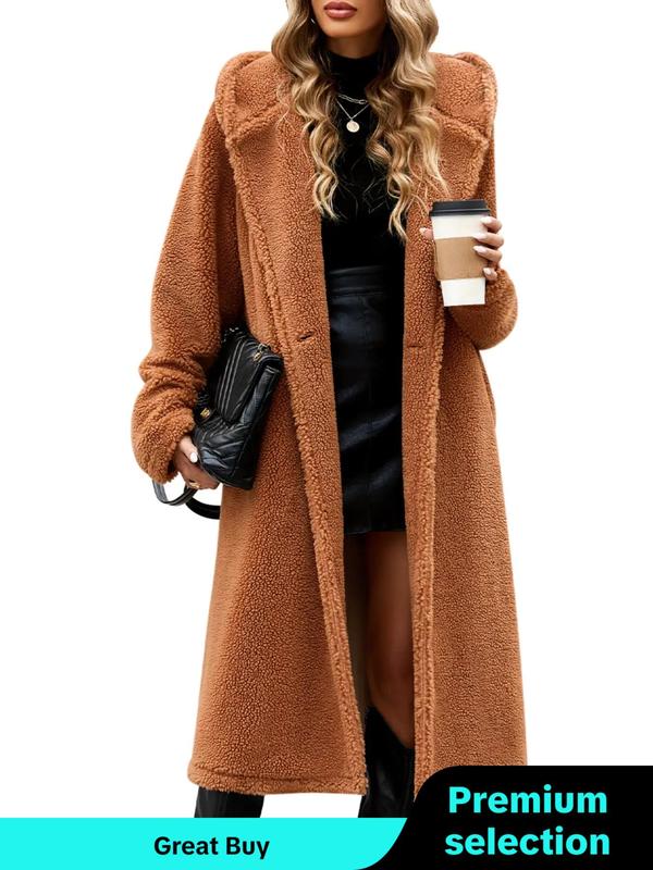 Women's Solid Color Button Pocket Hooded Coat, Casual Long Sleeve Outerwear for Fall & Winter, Winter Coats Women, Ladies Clothes for Daily Wear Jackets