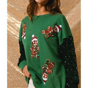 Women Christmas Sparkly Sequin Print Shirt   Christmas Sparkly Sequin Print Shirt  Women Cute Sweatshirt Crewneck Long Sleeve Pullover Sweatshirts Tops Christmas Decorations（Santa Claus  Christmas Tree   Christmas House） christmas sweatshirt