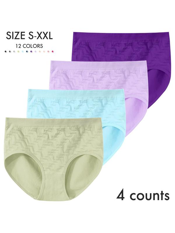 Women's Solid Color Seamless Knicker, Breathable Comfortable Panty for Daily Wear, Women's Underwear for All Seasons