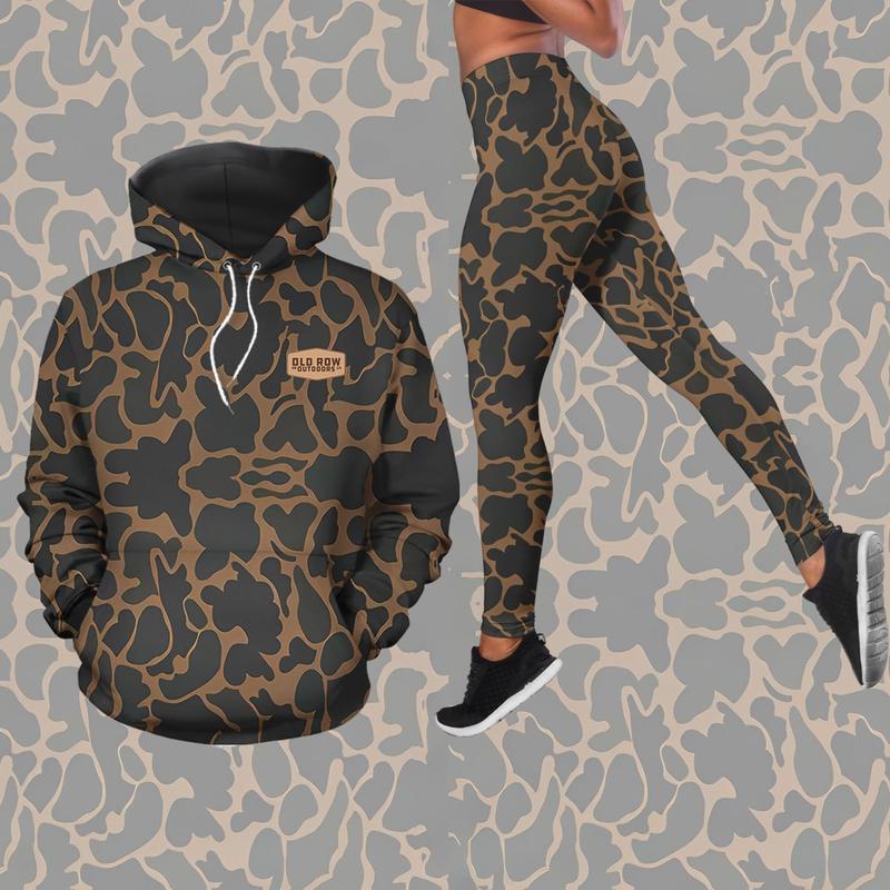 Old Row Outdoors Deer Badge Camo Legging Set Combo for Women – Cute 3D Hoodie with Matching Leggings for Stylish Outdoor