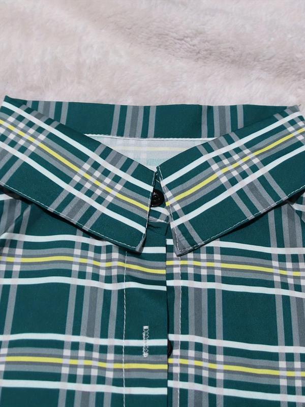 Women's Plaid Print Button Front Long Sleeve Collared Coat, Casual Comfort Collar Longsleeves Outerwear, Comfort Fitted Womenswear,  Winter Clothes Women,  Lady Tops Clothes, Fall Aesthetic Outfits