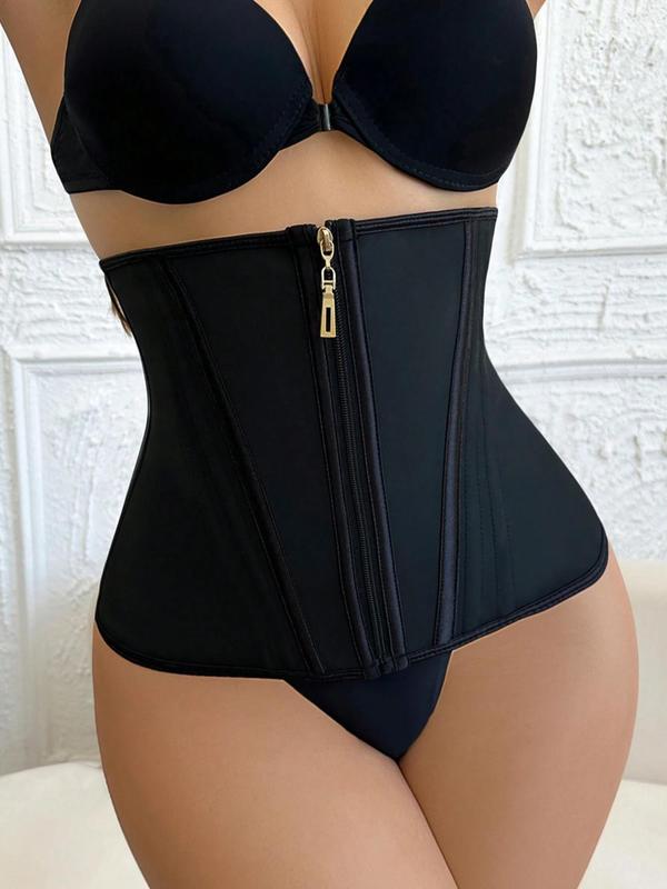 Women's Solid Color Zipper Waist Trainer Belt, High Compression Tummy Control Shaper, Waist Cincher for Women