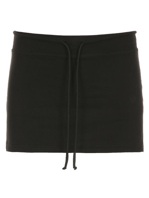 Women's Solid Drawstring Split Hem Skirt, Casual Fashionable Mini Skirt for Daily Wear, Ladies Bottoms for All Seasons