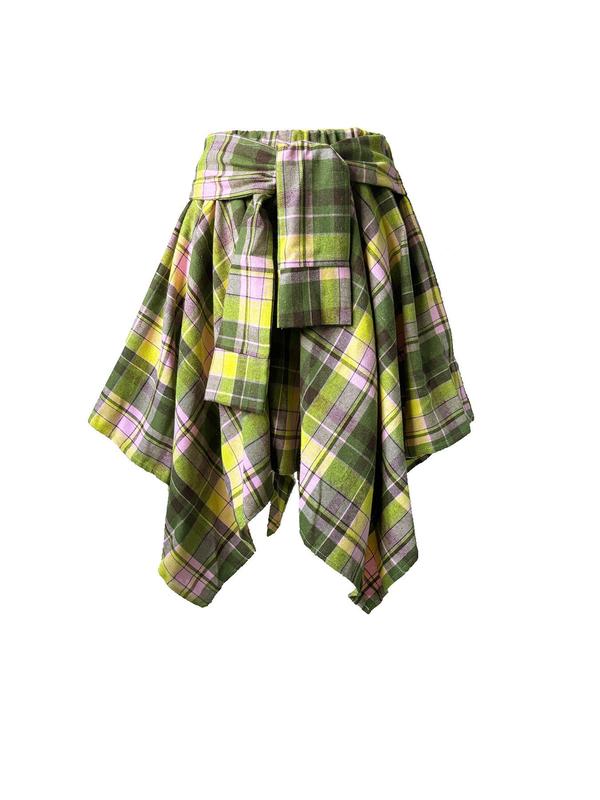 Women's Plaid Print Belted Asymmetrical Hem Skirt, Fashion Casual Skirt for Daily Outdoor Wear, Women's Bottoms for Spring & Fall