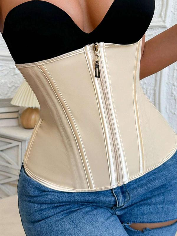 Women's Solid Color Zipper Waist Trainer Belt, High Compression Tummy Control Shaper, Waist Cincher for Women