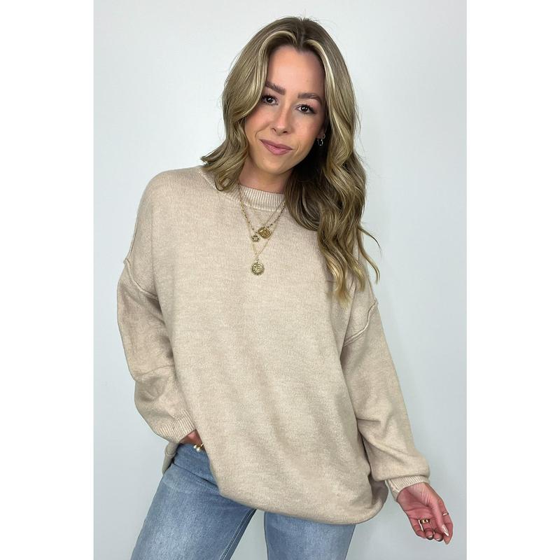 Cozy Midnights Oversized Round Neck Sweater - BACK IN STOCK