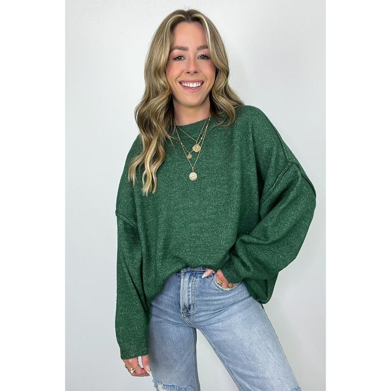 Cozy Midnights Oversized Round Neck Sweater - BACK IN STOCK