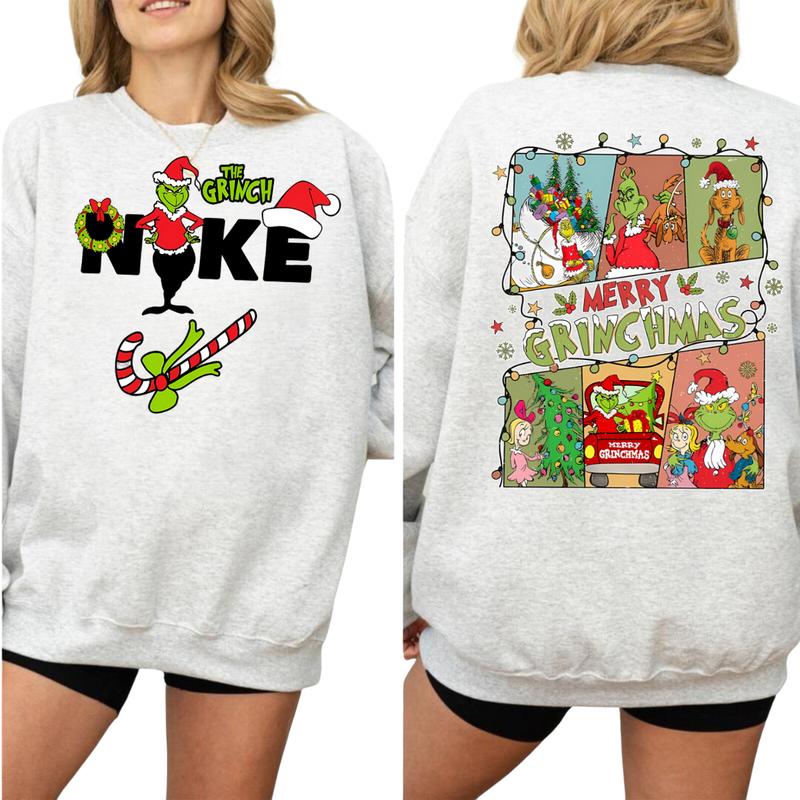 Merry Grinchmas Sweatshirt, Hoodie, T-Shirt, Christmas Grinchy Shirt, Grinchhh Family Top, Grinchh Shirt, Two Sided ShirtT-Shirts (Gildan 5000)