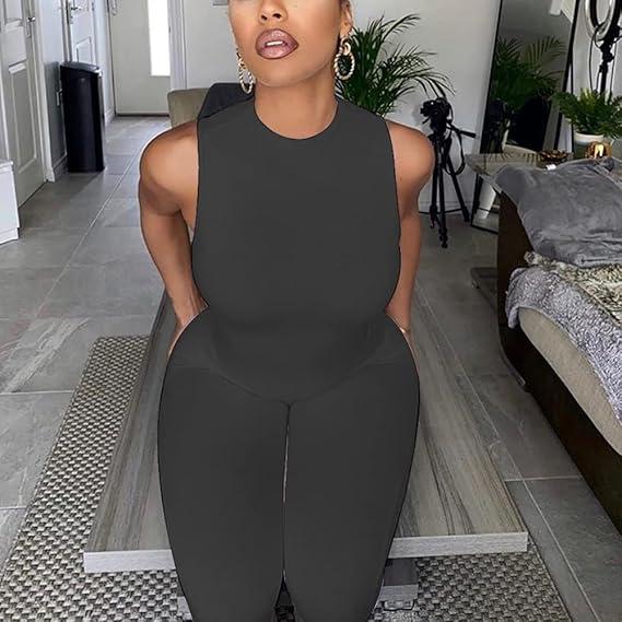 Sleeveless Ribbed Body Sculpting Jumpsuit, Tummy Control one Piece Square Neck Black Bodysuit Womenswear Tops Underwear Minimalist Basic Lady Comfort viral shapewear Jumpsuit with Tummy Control fall fashion clothing