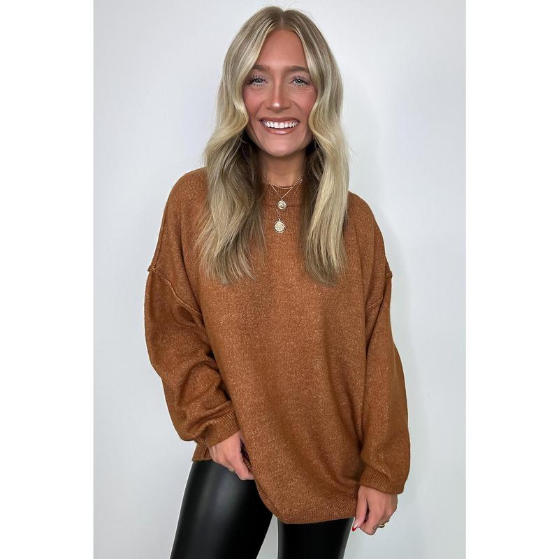 Cozy Midnights Oversized Round Neck Sweater - BACK IN STOCK