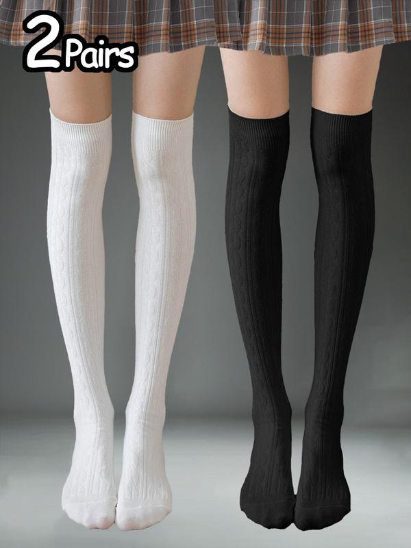 Women's Solid Over The Knee Socks, Casual Comfy Breathable Thigh High Socks for Daily Wear, Women's Socks for All Seasons