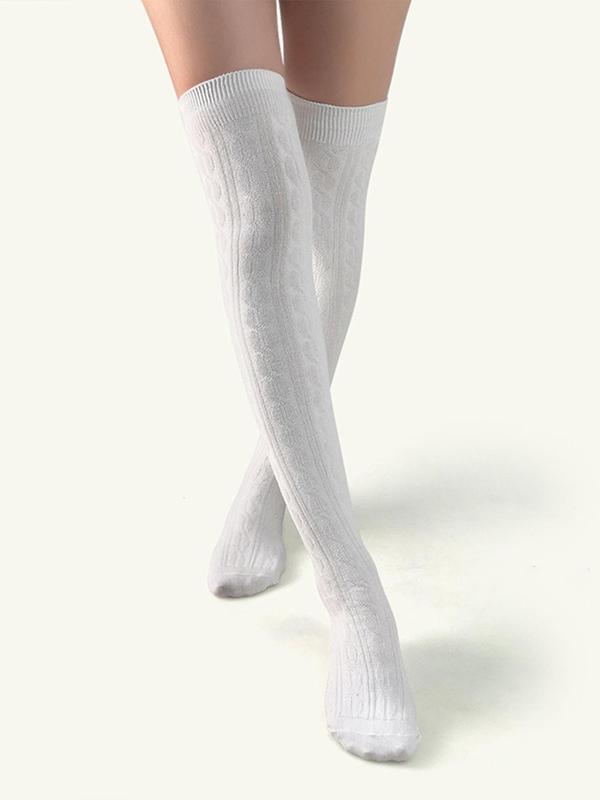 Women's Solid Over The Knee Socks, Casual Comfy Breathable Thigh High Socks for Daily Wear, Women's Socks for All Seasons