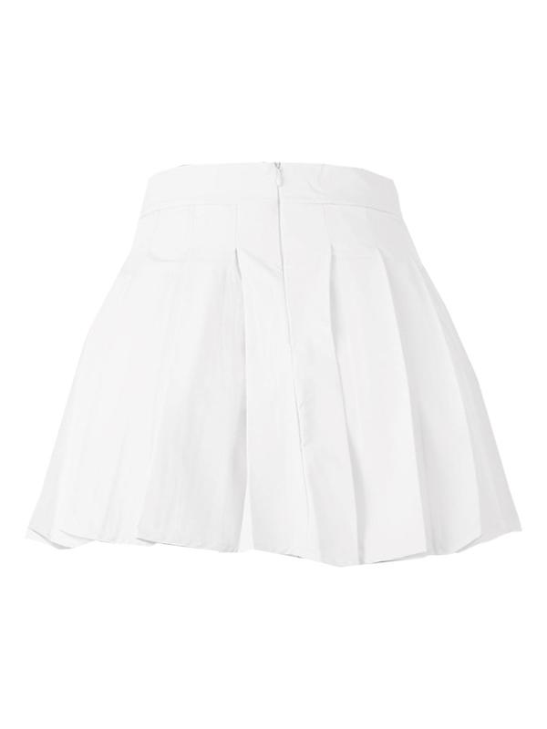 Women's Zipper Pleated Skirt, Casual Plain A Line Short Skirt, Ladies Summer Bottoms