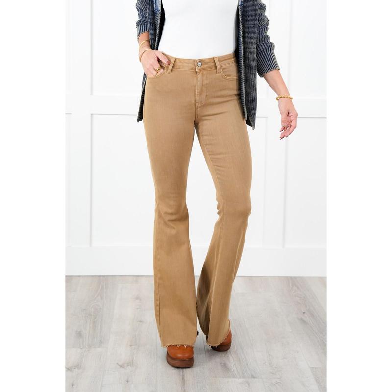 Vervet High Rise Khaki Non Distressed Super Flare