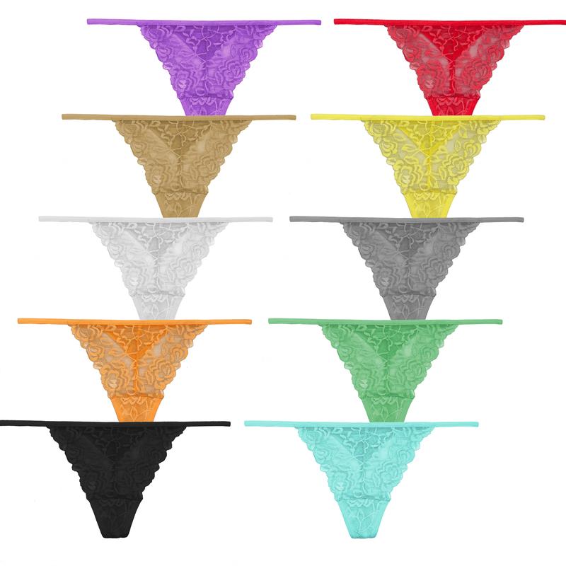 Umiehary 10 Pcs Assorted Color Blend Panties Low Rise Breathable Stretch G String T Back Thongs Size XSmall to XXLarge