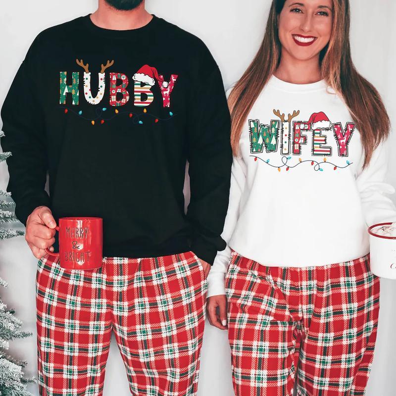 Wifey Hubby Christmas Sweatshirt | Matching Christmas Sweater | Family Holiday Outfit | Christmas Gift for Couples | Casual Comfort