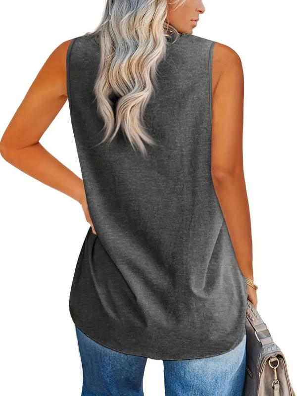  Solid V Neck Tank Top, Tank Tops for Women, Summer Outfits 2024, Casual Sleeveless Top for Summer, Women's Plus Clothing for Daily Wear