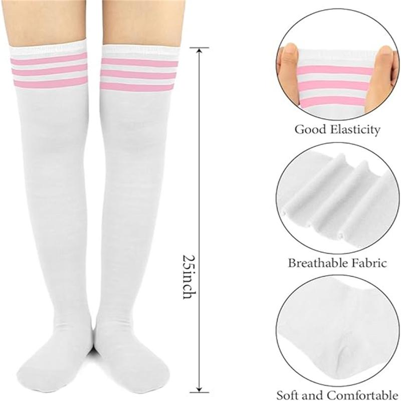 Extra Long Thigh High Socks Striped Over Casual Knee High Socks Halloween Christmas Warmer Long Stocking for Women