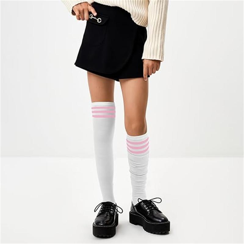 Extra Long Thigh High Socks Striped Over Casual Knee High Socks Halloween Christmas Warmer Long Stocking for Women